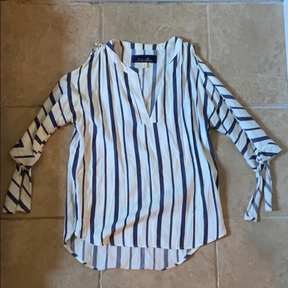3/4 sleeve striped blouse